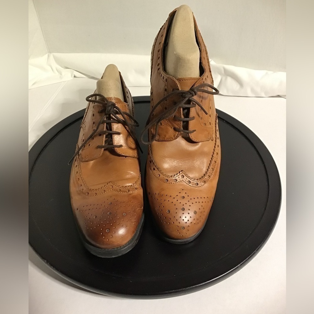 ZARA Brogue Wingtip Leather shoes, made in Spain GUC